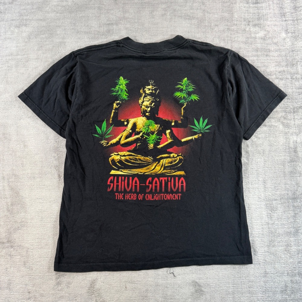 Vintage marijuana Shirt Mens Large Black Vintage Balzout Shiva Sativa Cannabis